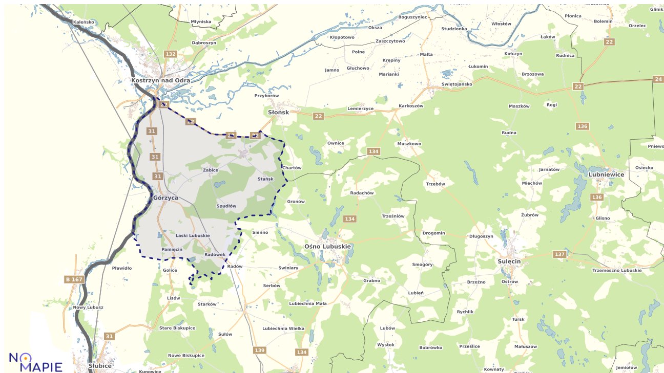 Mapa obszarów ochrony przyrody Górzycy